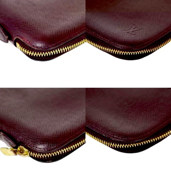 Louis Vuitton Atoll Taiga Large Travel Case Organizer Wallet Burgundy Gold LV - Picture 9 of 15